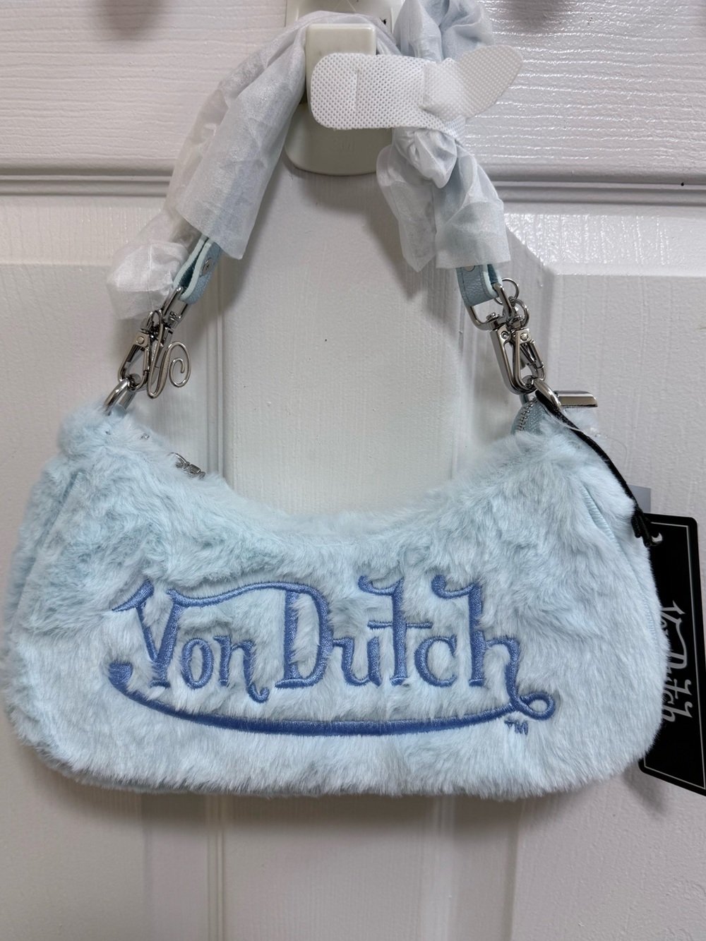NWT Von Dutch Blue Furry Shoulder Bag - Picture 3 of 7
